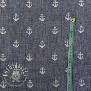 Mussola/Doppia garza JACQUARD Anchor 2-side faded gray navy