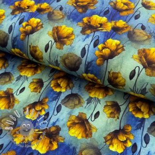 Jersey VISCOSE It's Raining Poppy's blue digital print