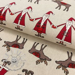 Tessuto decorativo Linenlook Santa and moose