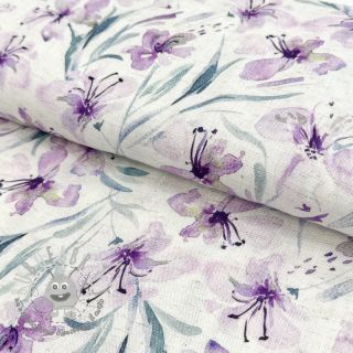 Viscosa con lino Natural Lin Laurel purple digital print