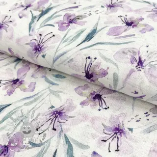 Viscosa con lino Natural Lin Laurel purple digital print