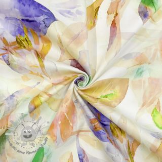 Tessuto di cotone SATIN Hawaii yellow digital print