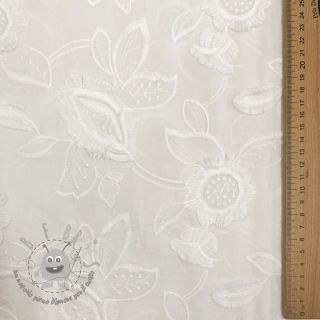 Tessuto di cotone EMBROIDERY Catchy Swingy off white