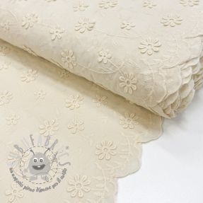 Tessuto di cotone EMBROIDERY Catchy daisy ecru