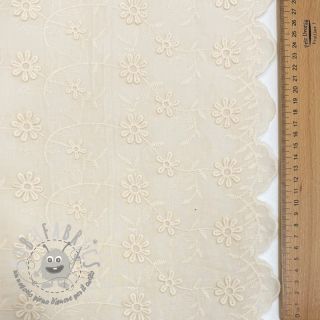 Tessuto di cotone EMBROIDERY Catchy daisy ecru