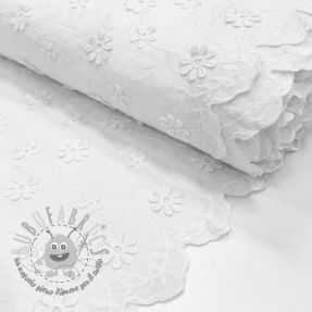 Tessuto di cotone EMBROIDERY Catchy daisy white