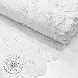 Tessuto di cotone EMBROIDERY Catchy daisy white