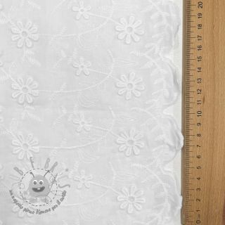 Tessuto di cotone EMBROIDERY Catchy daisy white
