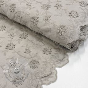 Tessuto di cotone EMBROIDERY Catchy daisy beige