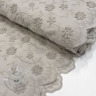Tessuto di cotone EMBROIDERY Catchy daisy beige