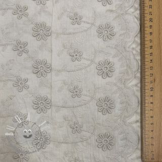 Tessuto di cotone EMBROIDERY Catchy daisy beige