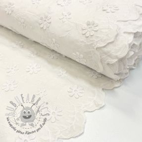 Tessuto di cotone EMBROIDERY Catchy daisy off white