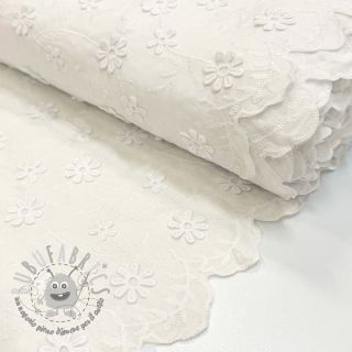 Tessuto di cotone EMBROIDERY Catchy daisy off white