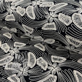 Tessuto di cotone EMBROIDERY Amia black