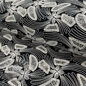 Tessuto di cotone EMBROIDERY Amia black