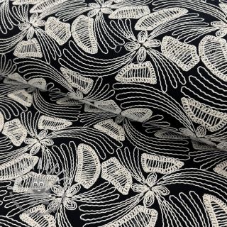 Tessuto di cotone EMBROIDERY Amia black