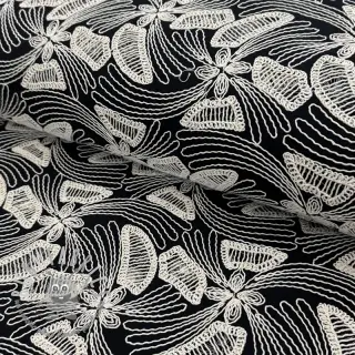 Tessuto di cotone EMBROIDERY Amia black