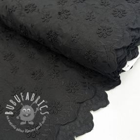 Tessuto di cotone EMBROIDERY Catchy daisy black