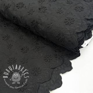 Tessuto di cotone EMBROIDERY Catchy daisy black