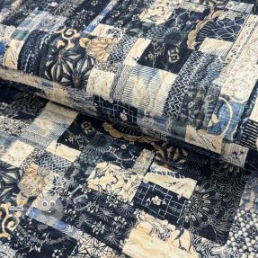 Tessuto di cotone TWILL DENIM Mix print design A