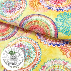 Tessuto decorativo con trattamento al teflon MANDALA WATERCOLOUR YELLOW