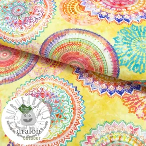 Tessuto decorativo con trattamento al teflon MANDALA WATERCOLOUR YELLOW