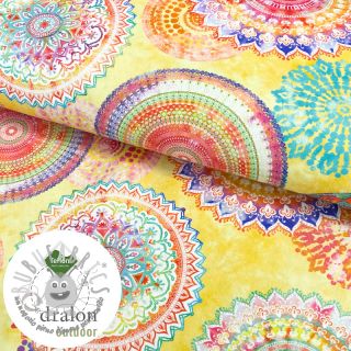 Tessuto decorativo con trattamento al teflon MANDALA WATERCOLOUR YELLOW