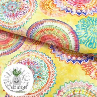 Tessuto decorativo con trattamento al teflon MANDALA WATERCOLOUR YELLOW