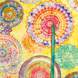 Tessuto decorativo con trattamento al teflon MANDALA WATERCOLOUR YELLOW