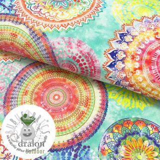 Tessuto decorativo con trattamento al teflon MANDALA WATERCOLOUR GREEN