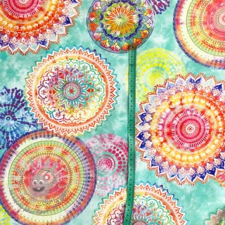 Tessuto decorativo con trattamento al teflon MANDALA WATERCOLOUR GREEN