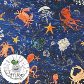 Tessuto decorativo con trattamento al teflon SEA LIFE ANIMALS