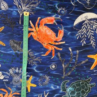 Tessuto decorativo con trattamento al teflon SEA LIFE ANIMALS