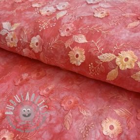 Tessuto di cotone TIE DYE EMBROIDERY Poppy design K