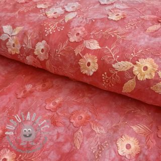 Tessuto di cotone TIE DYE EMBROIDERY Poppy design K