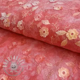 Tessuto di cotone TIE DYE EMBROIDERY Poppy design K