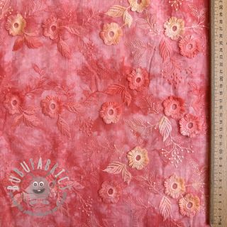 Tessuto di cotone TIE DYE EMBROIDERY Poppy design K