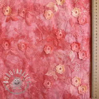 Tessuto di cotone TIE DYE EMBROIDERY Poppy design K
