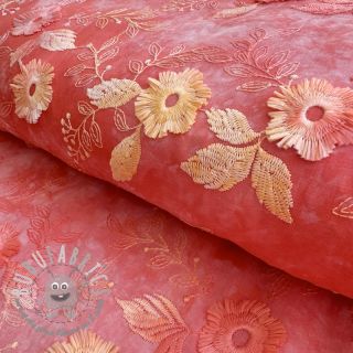 Tessuto di cotone TIE DYE EMBROIDERY Poppy design K