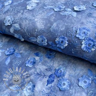 Tessuto di cotone TIE DYE EMBROIDERY Poppy design L