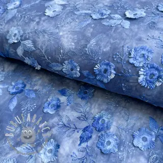 Tessuto di cotone TIE DYE EMBROIDERY Poppy design L
