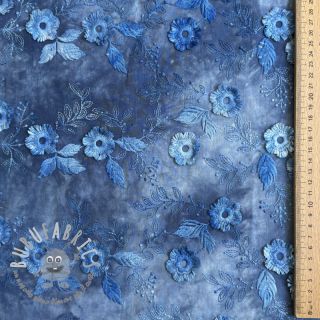 Tessuto di cotone TIE DYE EMBROIDERY Poppy design L
