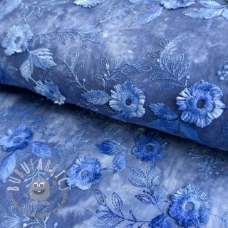Tessuto di cotone TIE DYE EMBROIDERY Poppy design L