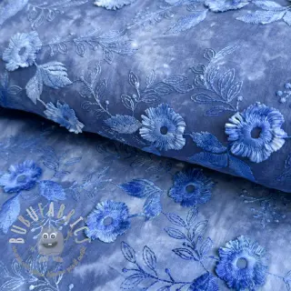 Tessuto di cotone TIE DYE EMBROIDERY Poppy design L