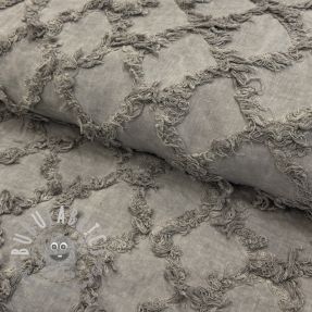 Tessuto di cotone con lino Vintage Fringe Diamonds grey