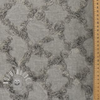 Tessuto di cotone con lino Vintage Fringe Diamonds grey