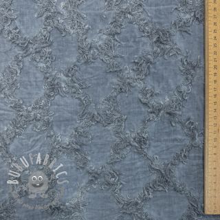 Tessuto di cotone con lino Vintage Fringe Diamonds blue