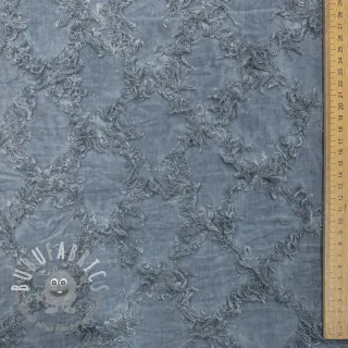 Tessuto di cotone con lino Vintage Fringe Diamonds blue