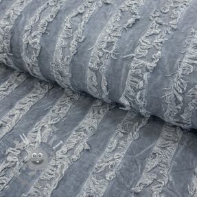 Tessuto di cotone con lino Vintage Fringe Stripe blue