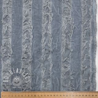 Tessuto di cotone con lino Vintage Fringe Stripe blue